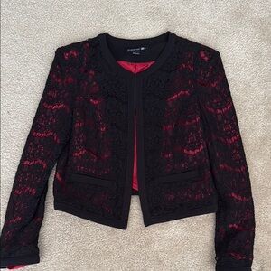 Forever 21 Black and Red Blazer with Black Lace over Satin
